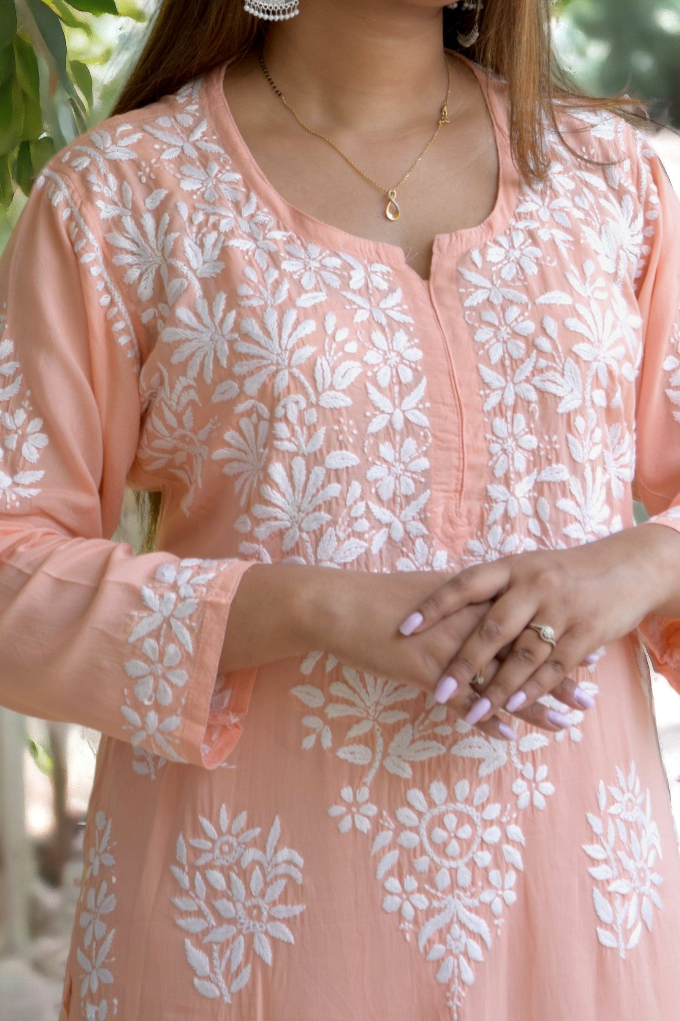 Peach Chikankari Coord (Set of 2)