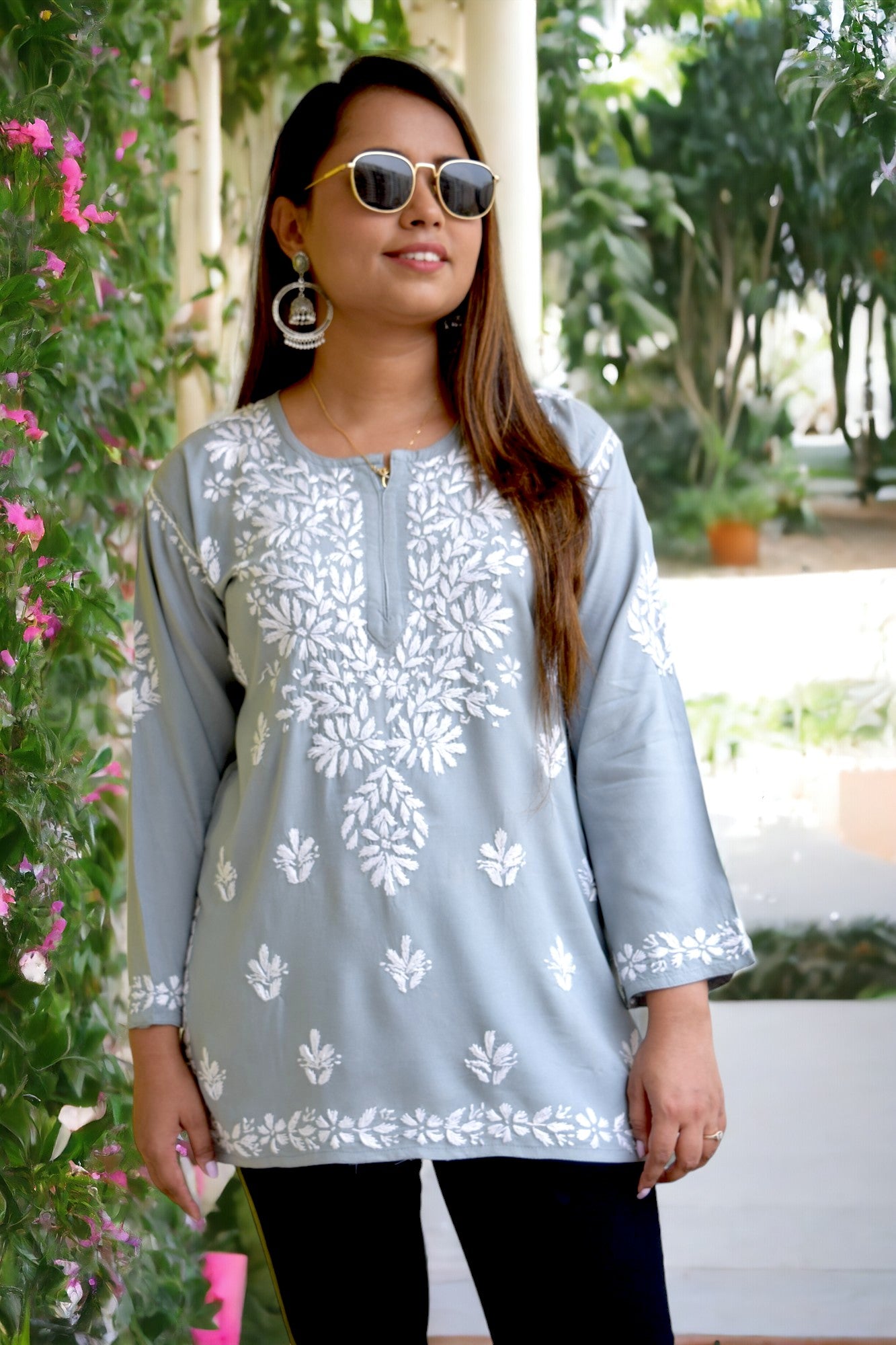 Rayon Chikankari Short Kurti