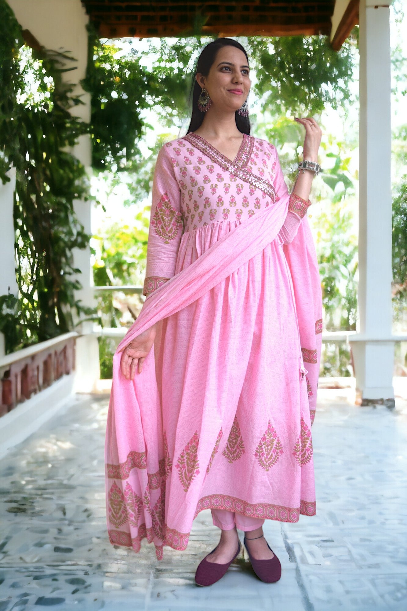 Blush Pink Pure Cotton Anarkali