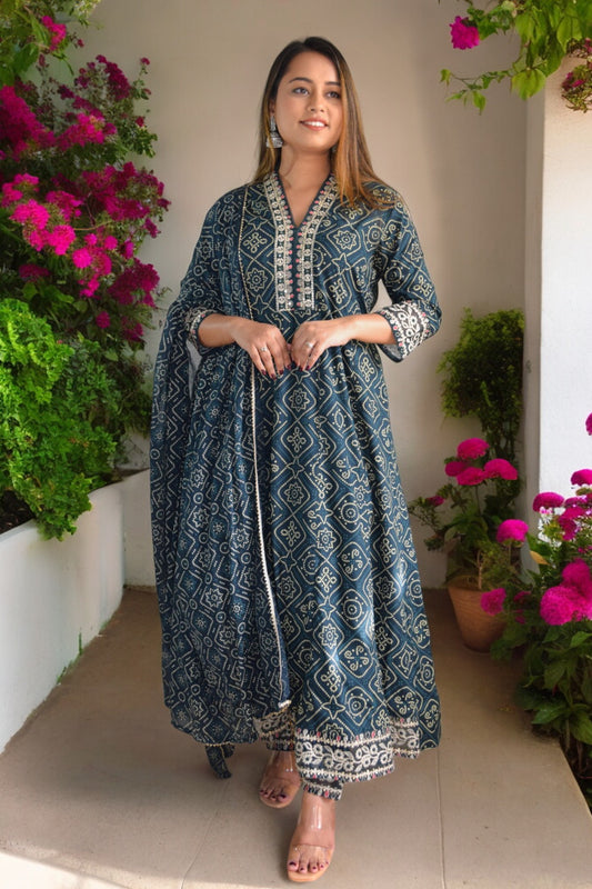 Bandhani Print Anarkali Suit